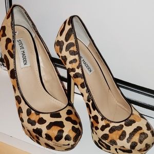 Steve Madden Cheetah Print Fur High Heel Shoes